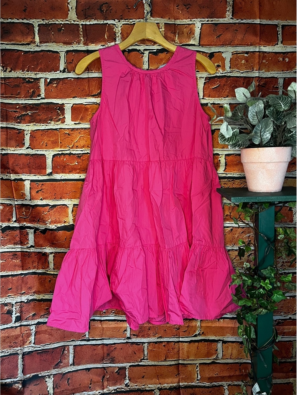 Mudpie Hot Pink Sleeveless Tiered Babydoll Mini Dress